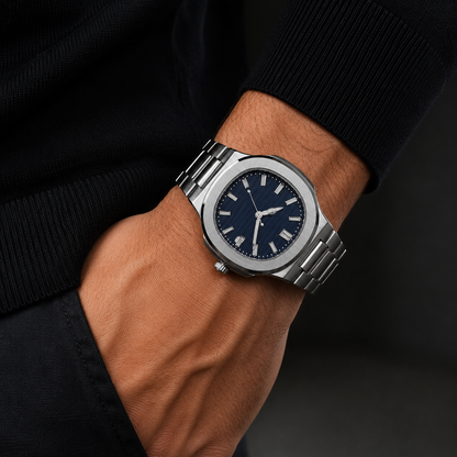 watch blue whit silver